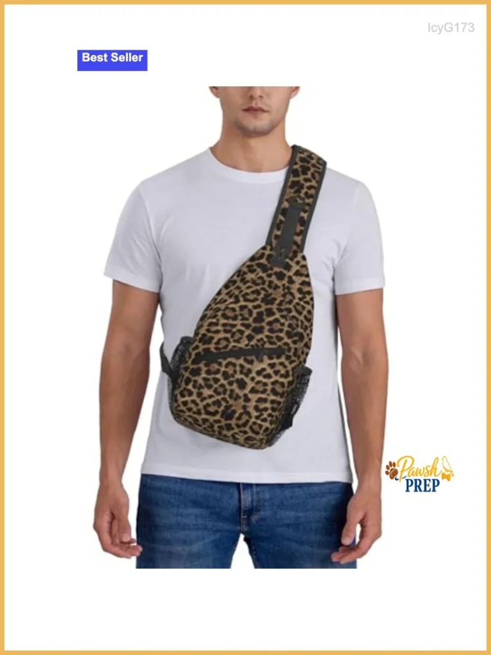 Leopard Print Sling Backpack with Adjustable Padded Strap for Travel Gym Hiking